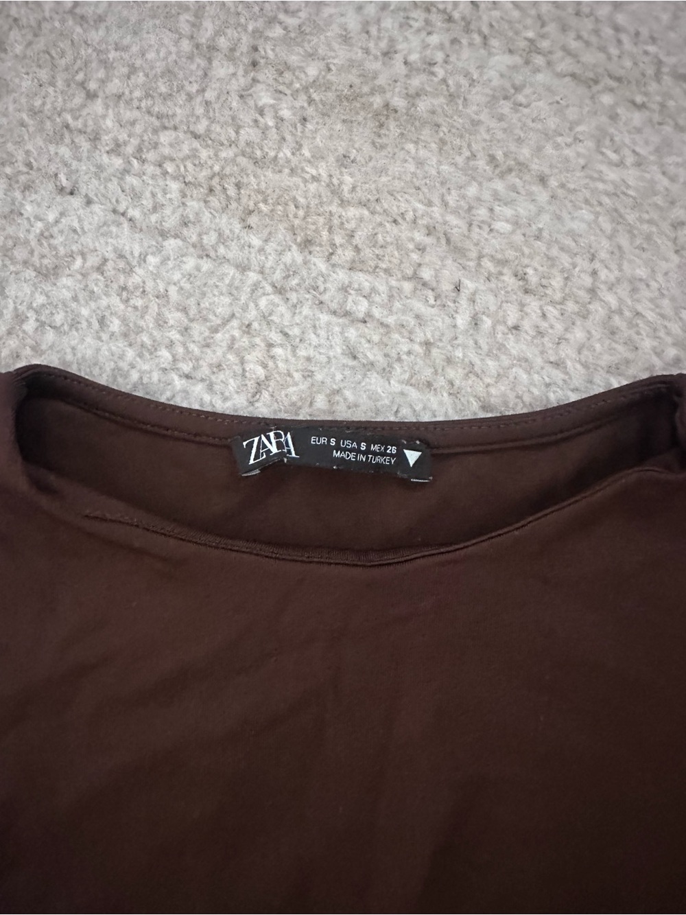 Zara Chocolate Brown Long-Sleeve Crewneck Top - Picture 3 of 3